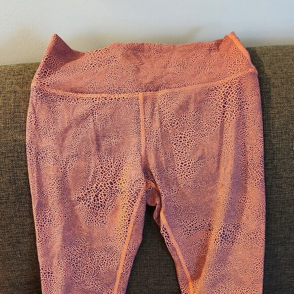Ladies Wunder Train HR Crop crackle glaze orange tights - Picture 1 of 4